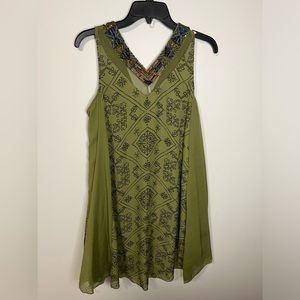 Free People Beaded Green Sheath Dress Size XS